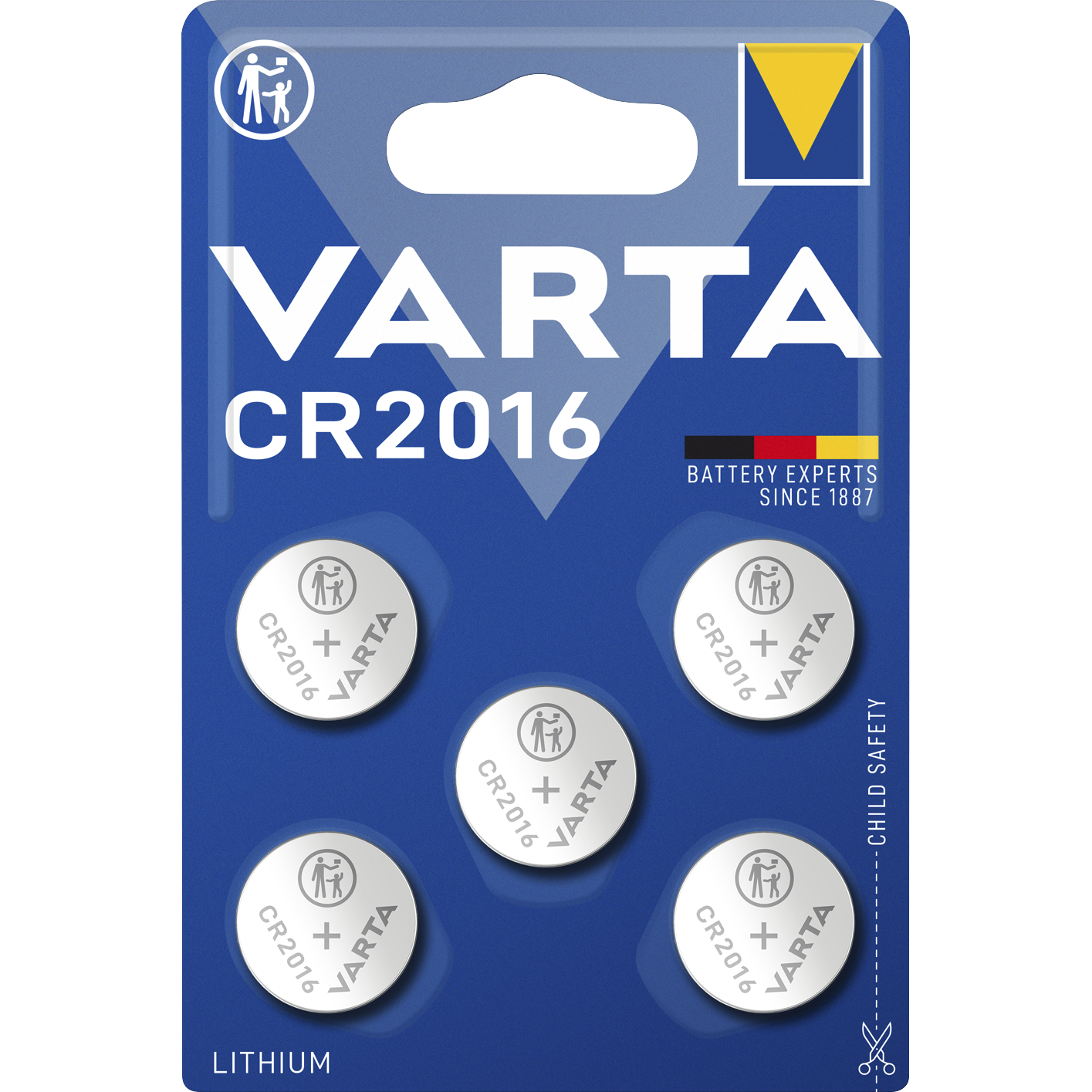 Lithium-Knopfzelle VARTA Electronics CR2016, 3V, 5er-Pack