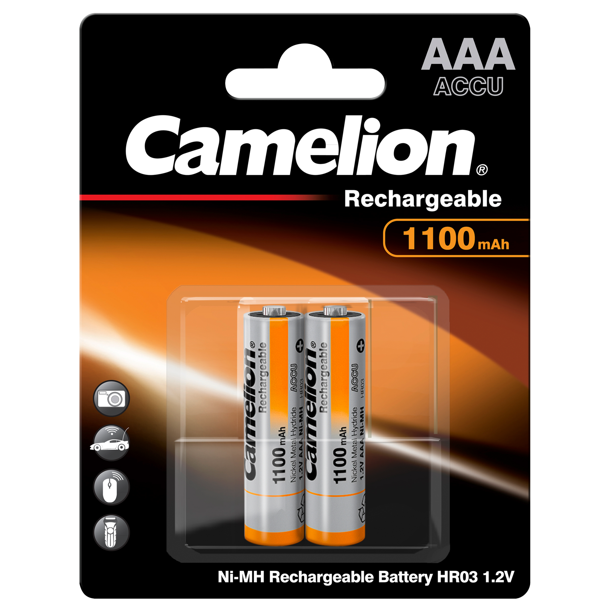 Micro-Akku CAMELION 1,2 V, 1.000 mAh, Typ AAA, NiMH, 2er-Blister 