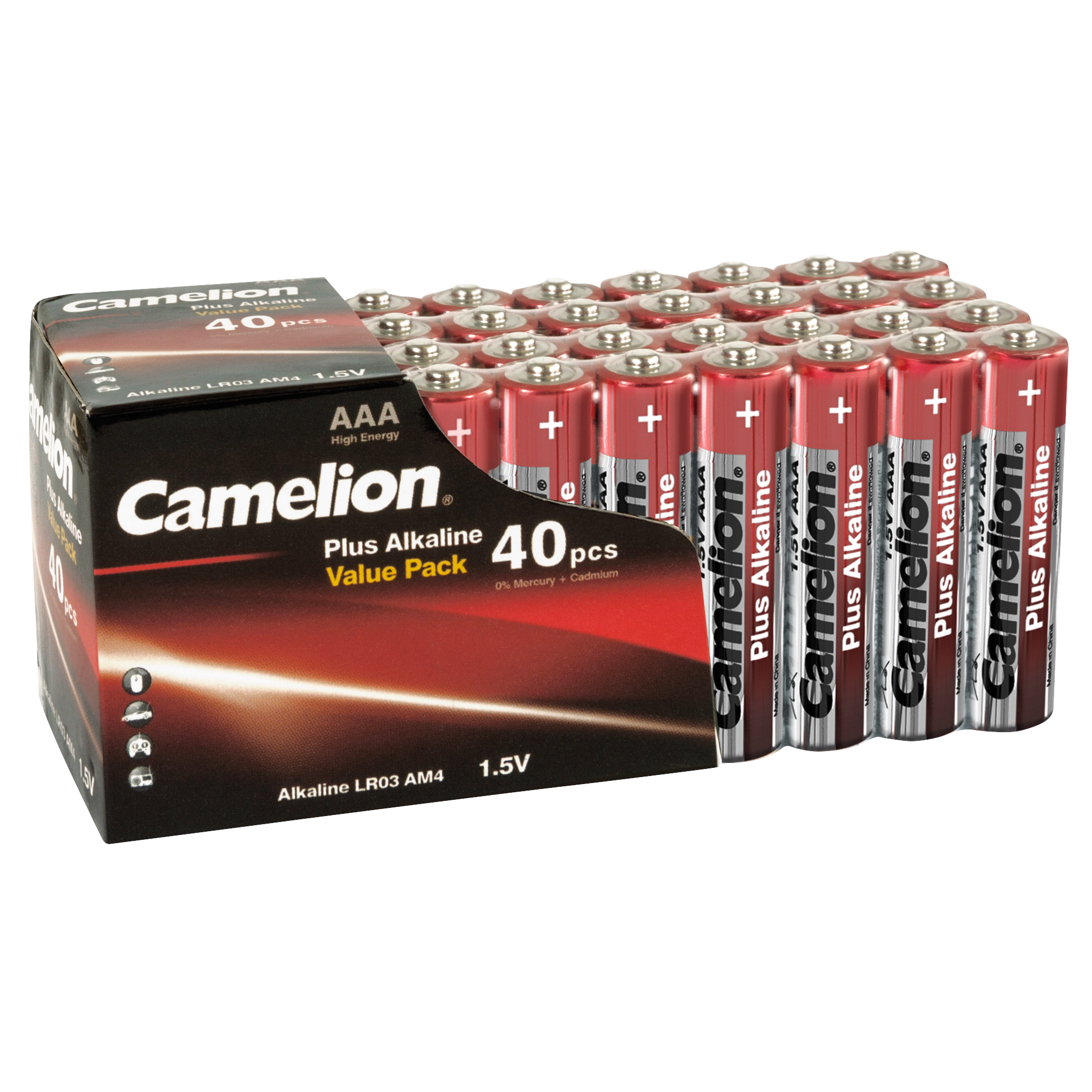 Micro-Batterie CAMELION Plus Alkaline 1,5 V, LR03 Typ AAA, 40er-Blister 