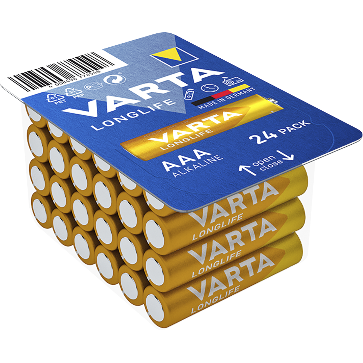 Micro-Batterie VARTA "Longlife", Alkaline, Typ AAA, LR06, 1,5V, 24er Pack 