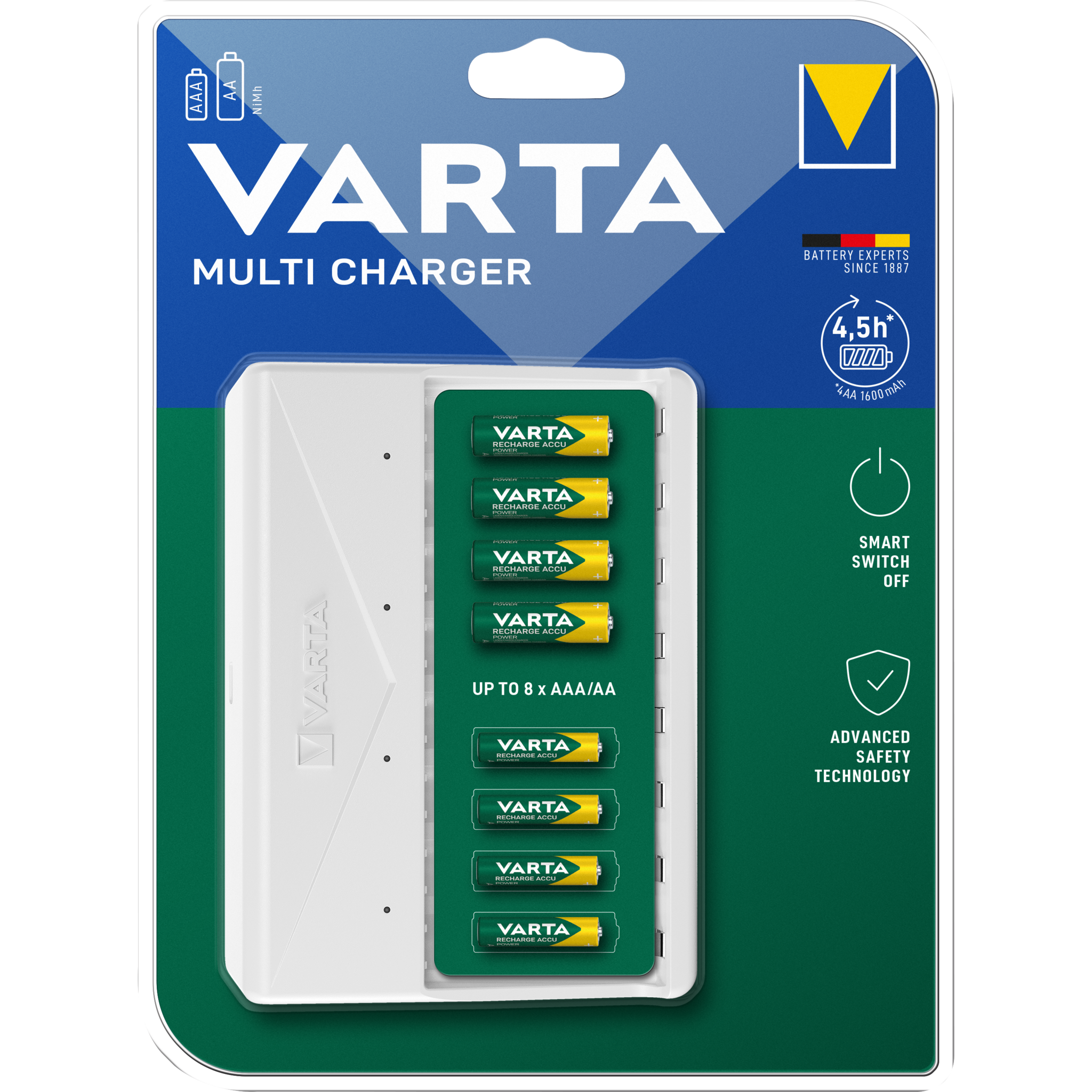 Multi-Ladegerät VARTA, für AA/ AAA Batterien, NiMH Akku 