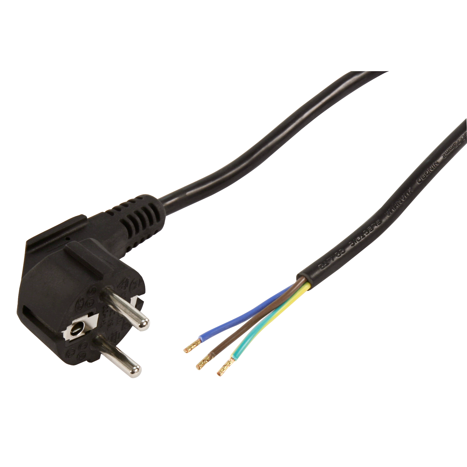 Schutzkontakt Netzkabel McPower mit blanken Enden, 3x 0,75mm², 2m, schwarz