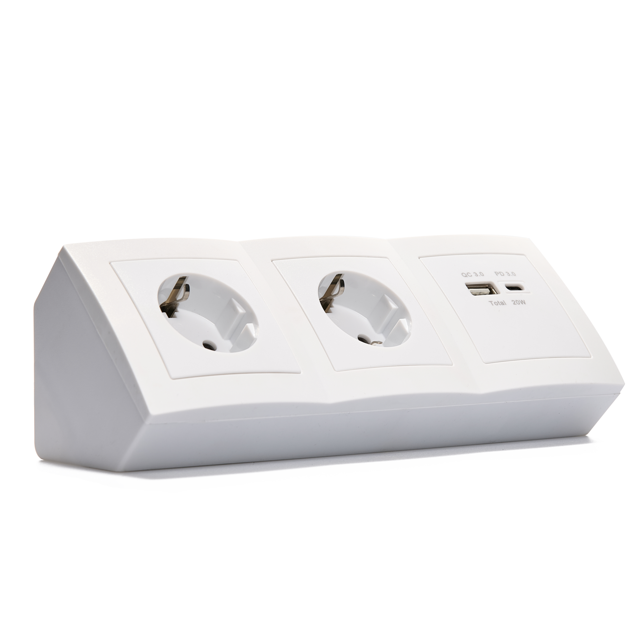 Steckdosenblock McPower "Flair" Aufbau, 2-fach Schutzkontakt + 2x USB A+C 