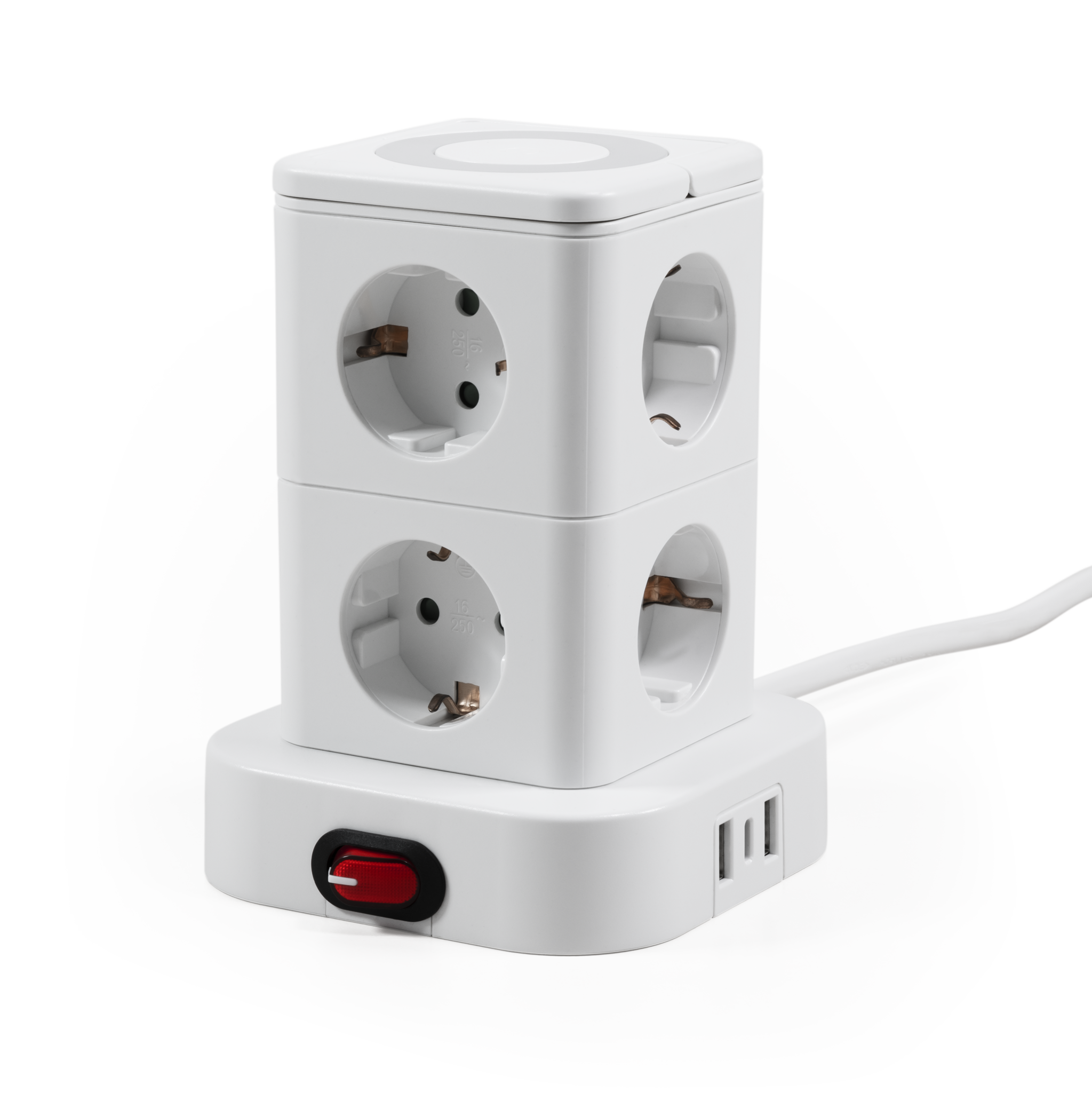 Z.M.C 9-Fach-Steckdosenturm – 4 x USB-A + 1 x