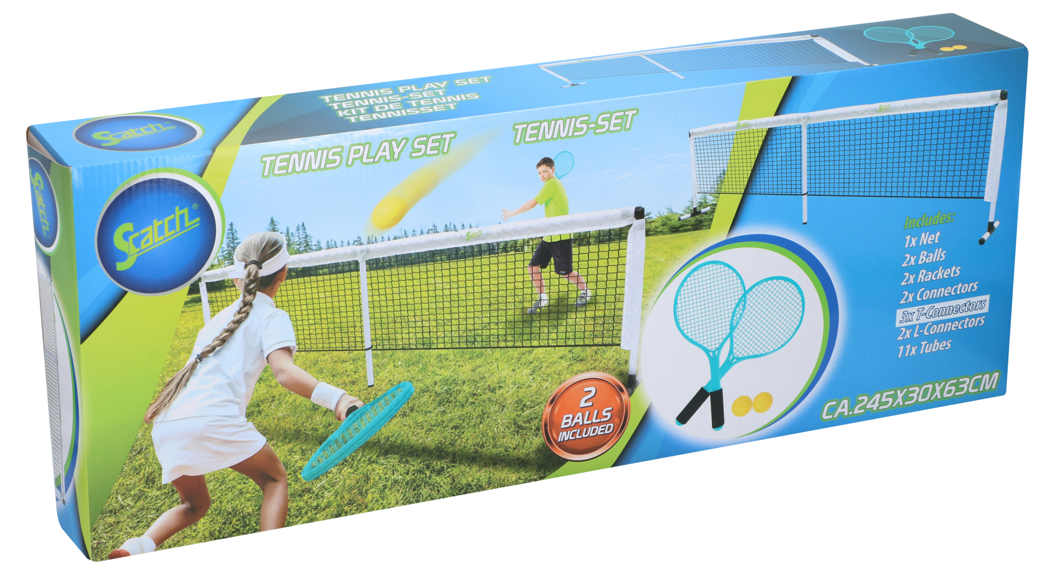 Tennis-Set Outdoor mit Netz 245x15x64cm 