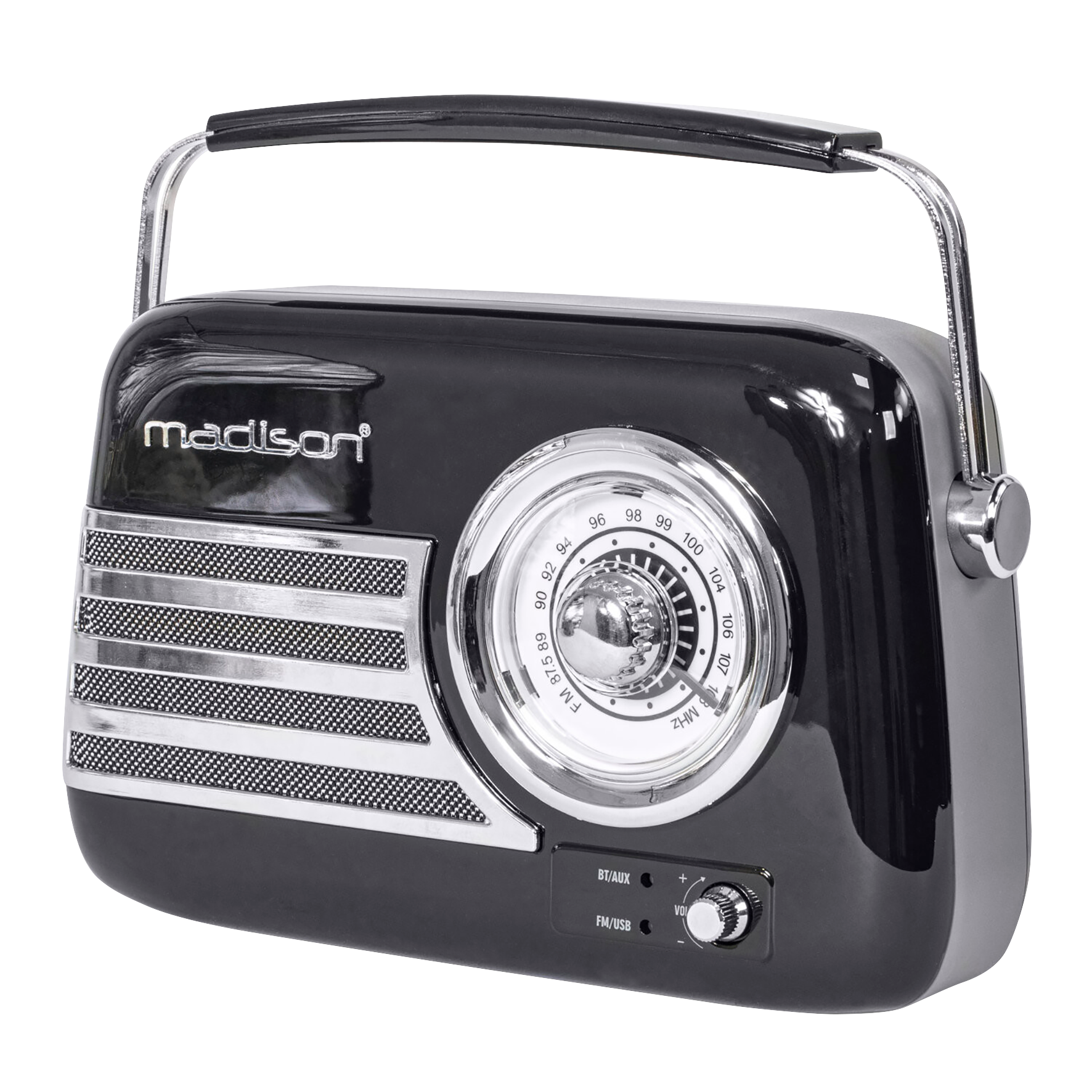 Tragbares Nostalgie Radio "FREESOUND-VR40B" mit Bluetooth, USB & FM 30W, schwarz 