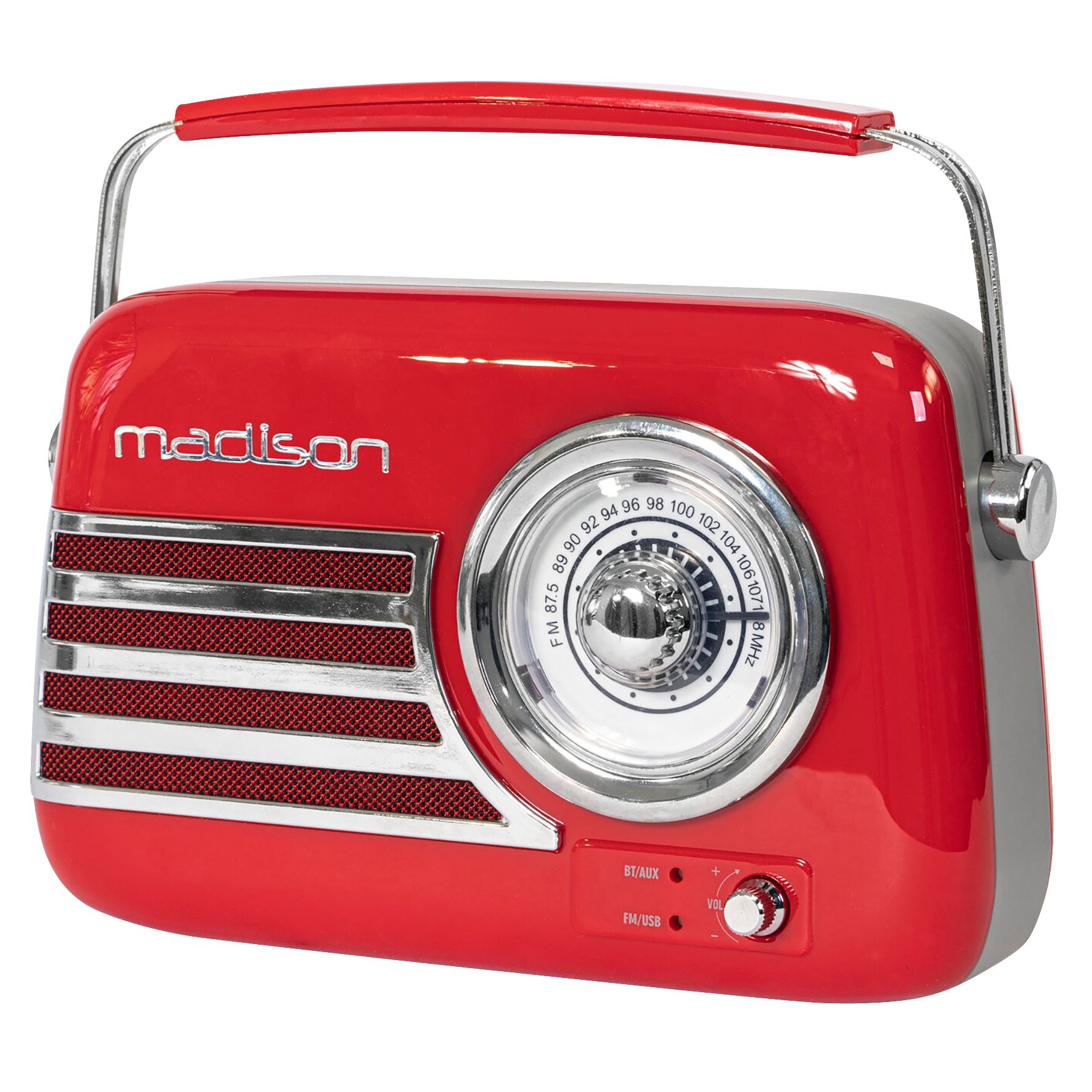 Tragbares Nostalgie Radio FREESOUND-VR40R mit Bluetooth, USB & FM 30W,  rot