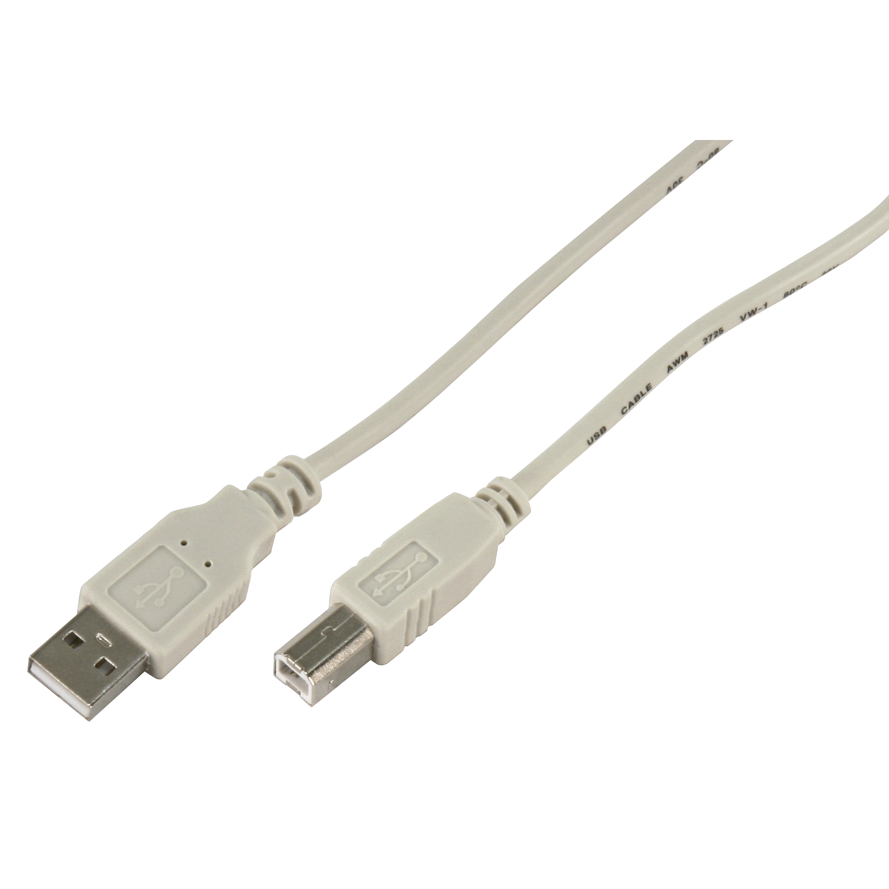 USB-Kabel McPower, 2.0, A-Stecker > B-Stecker, 1,8m, grau 